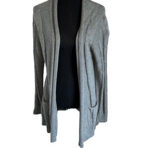 Grey long knit sweater Petite Large extra cozy pockets